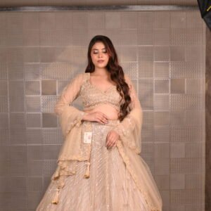 Cream Open Lehenga
